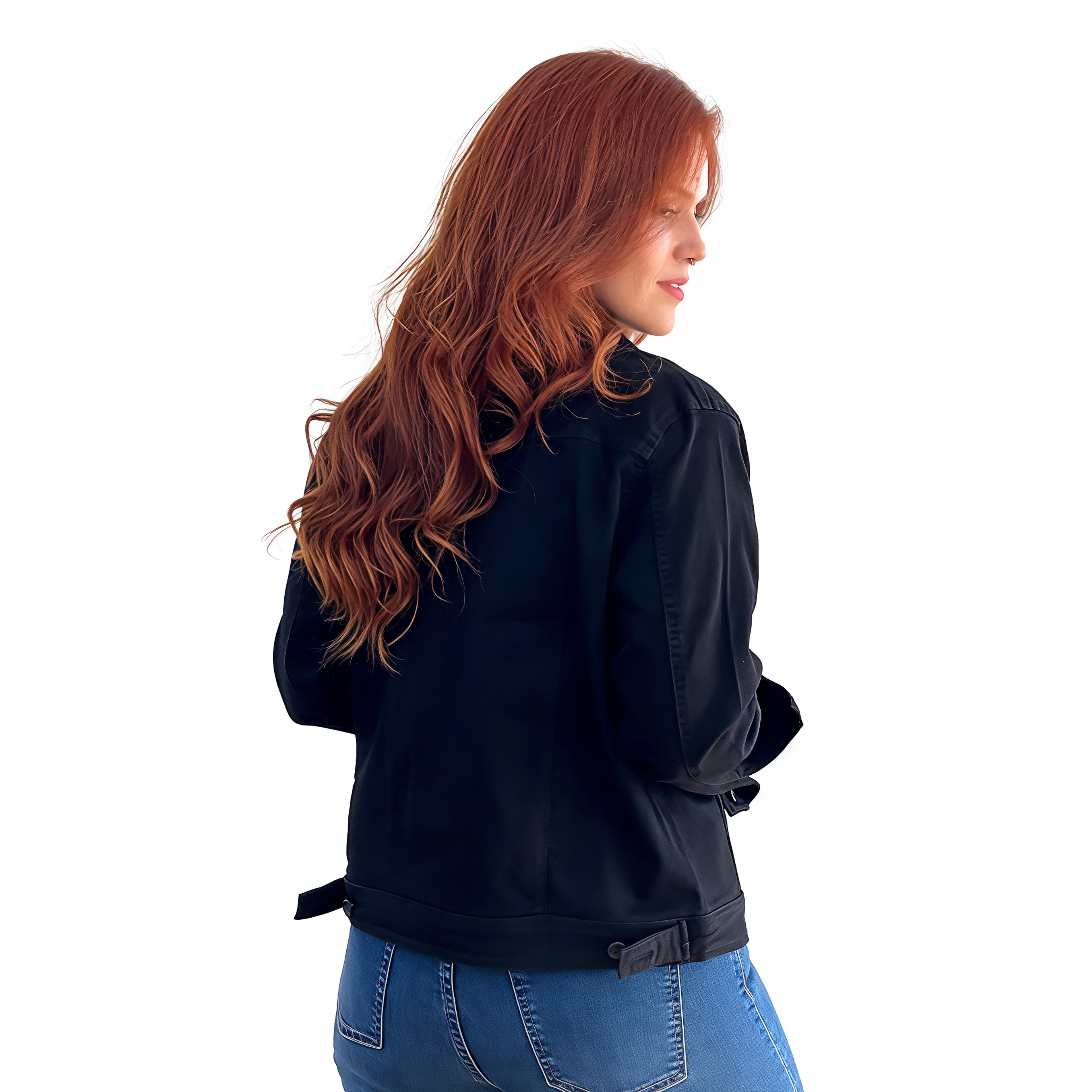Chaqueta mujer Extra linda mezclilla negro elasticada 3