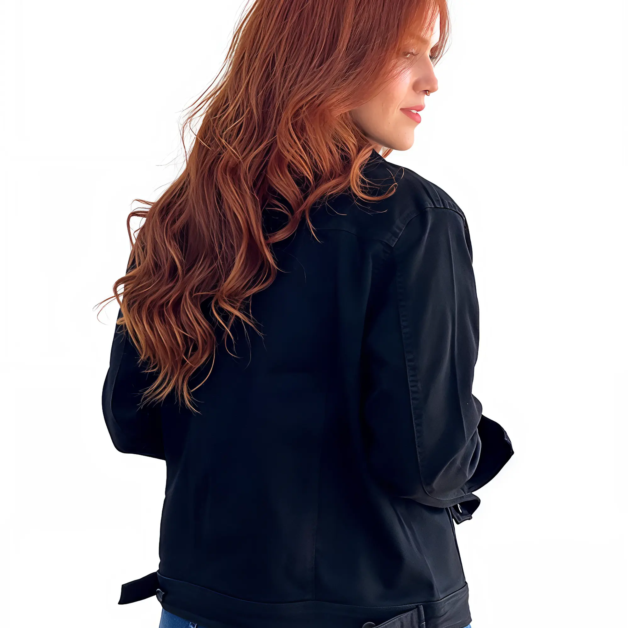 Chaqueta mujer Extra linda mezclilla negro elasticada 3