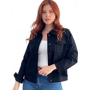 Chaqueta mujer Extra linda mezclilla negro elasticada