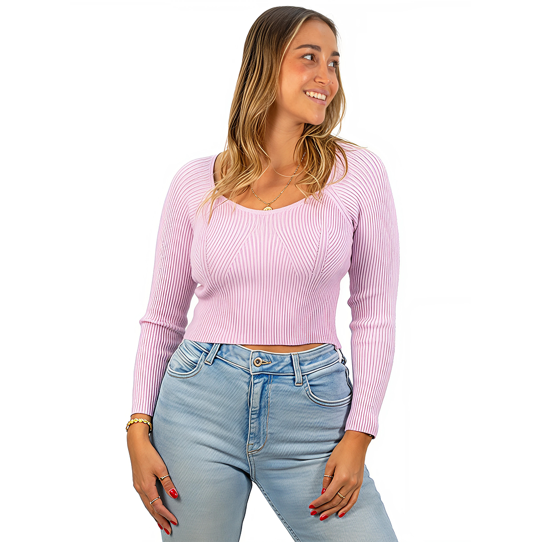 Camiseta sweater invierno colores crop mujer  7