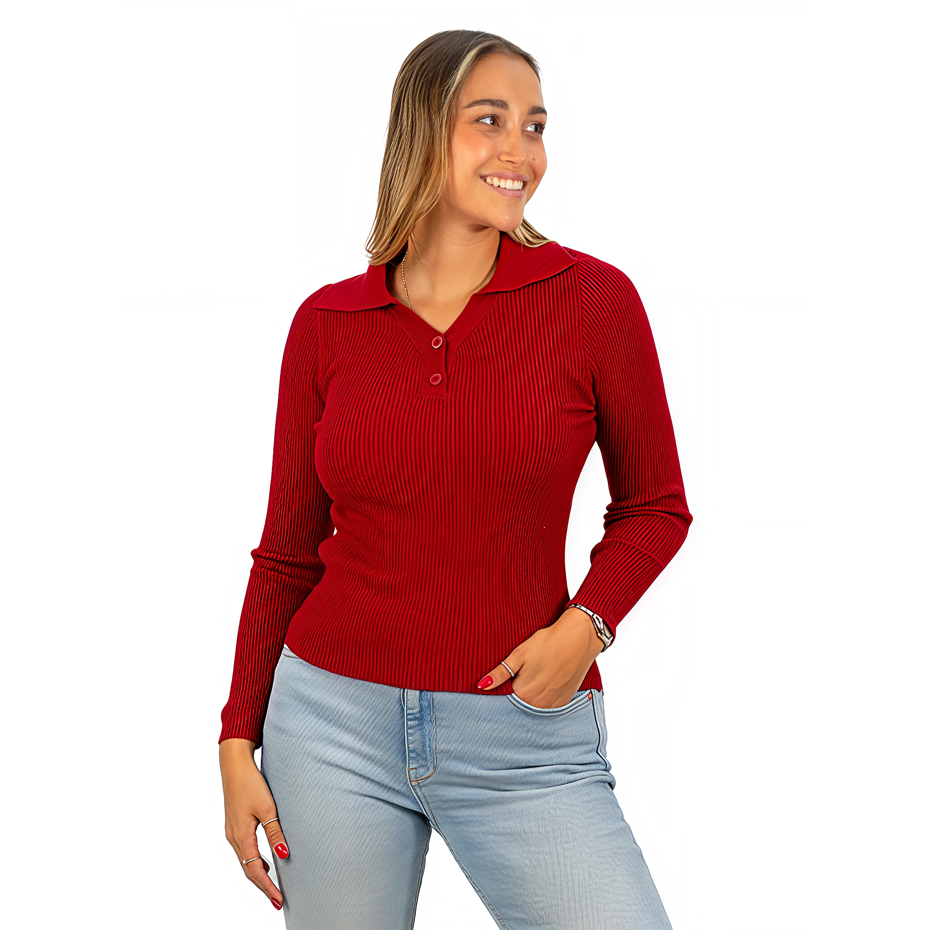 Sweater camiseta básica mujer cuello pique colores 10