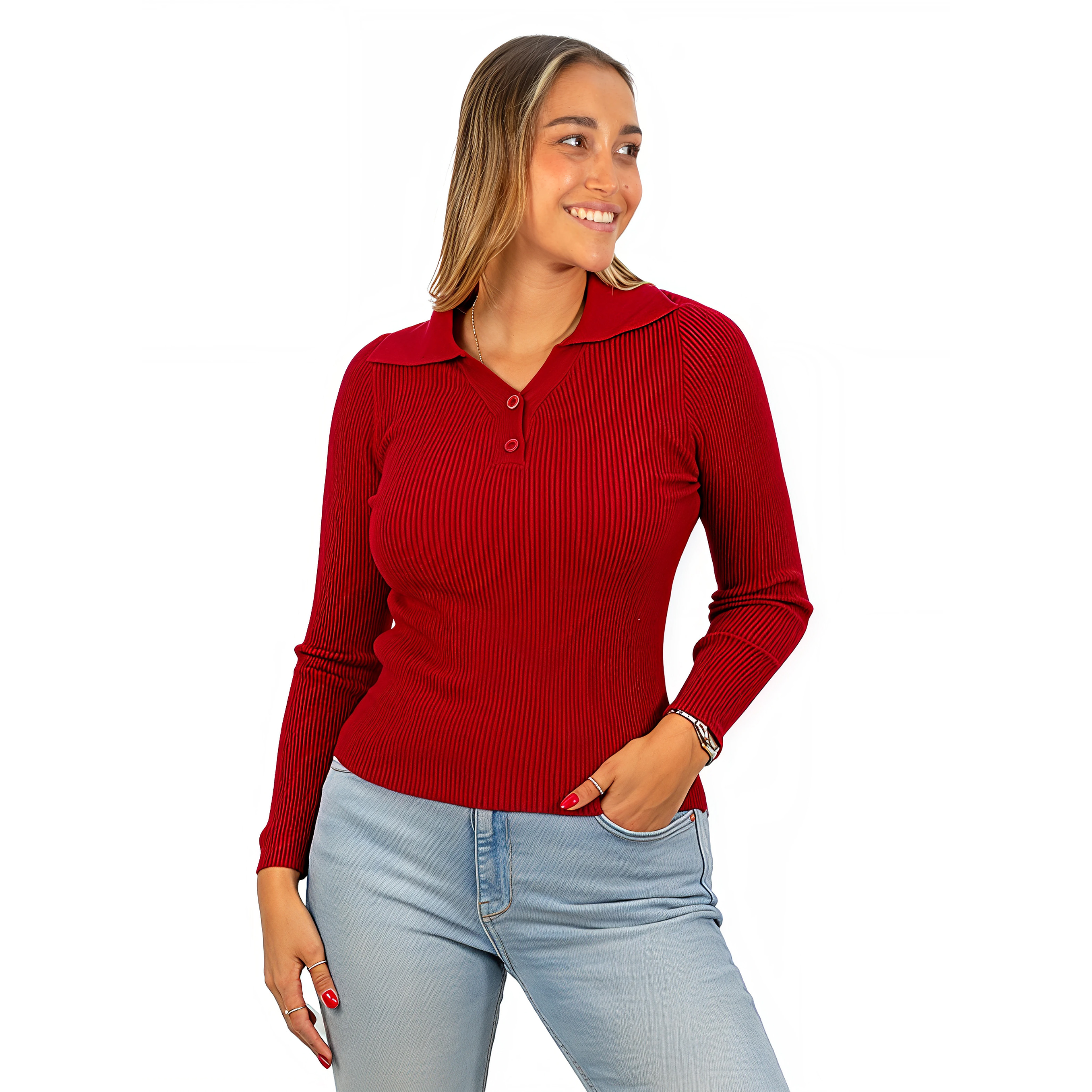 Sweater camiseta básica mujer cuello pique colores 10