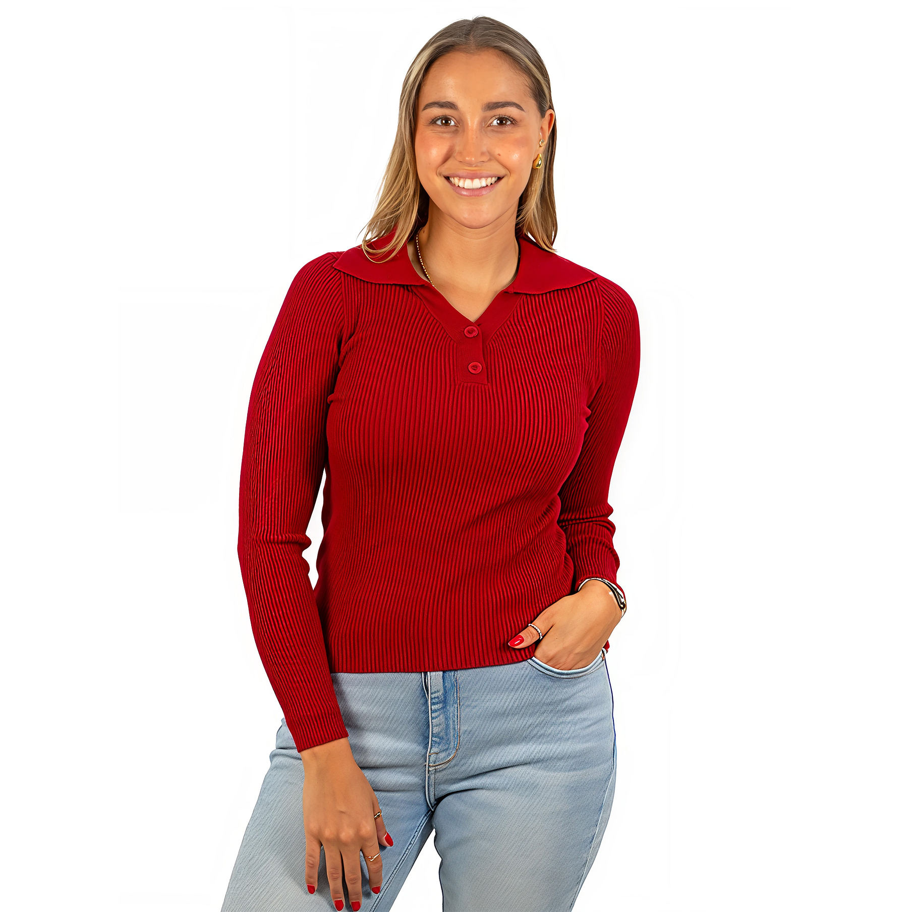 Sweater camiseta básica mujer cuello pique colores 11