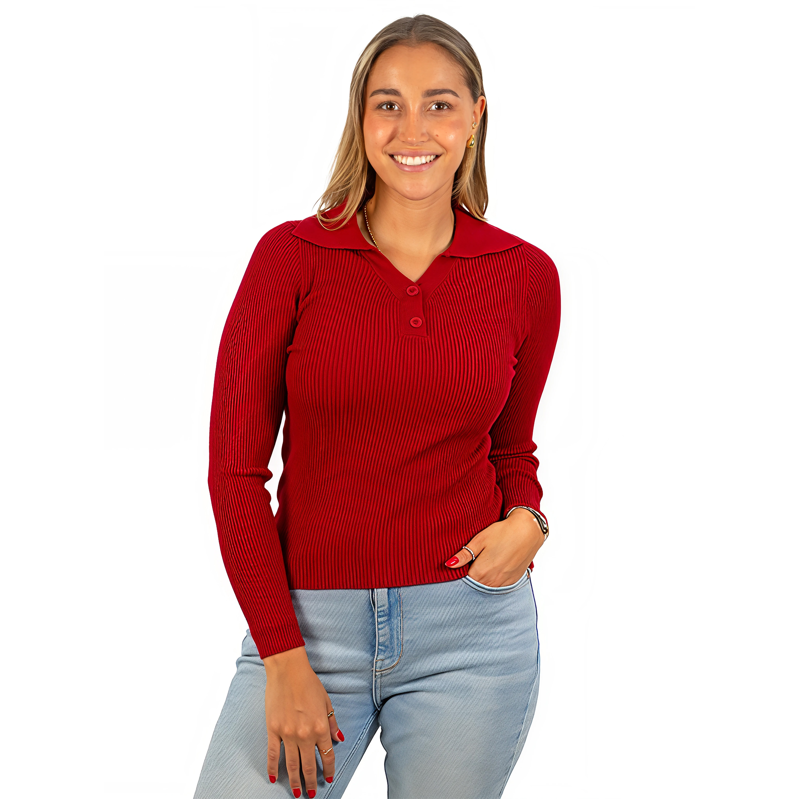 Sweater camiseta básica mujer cuello pique colores 11