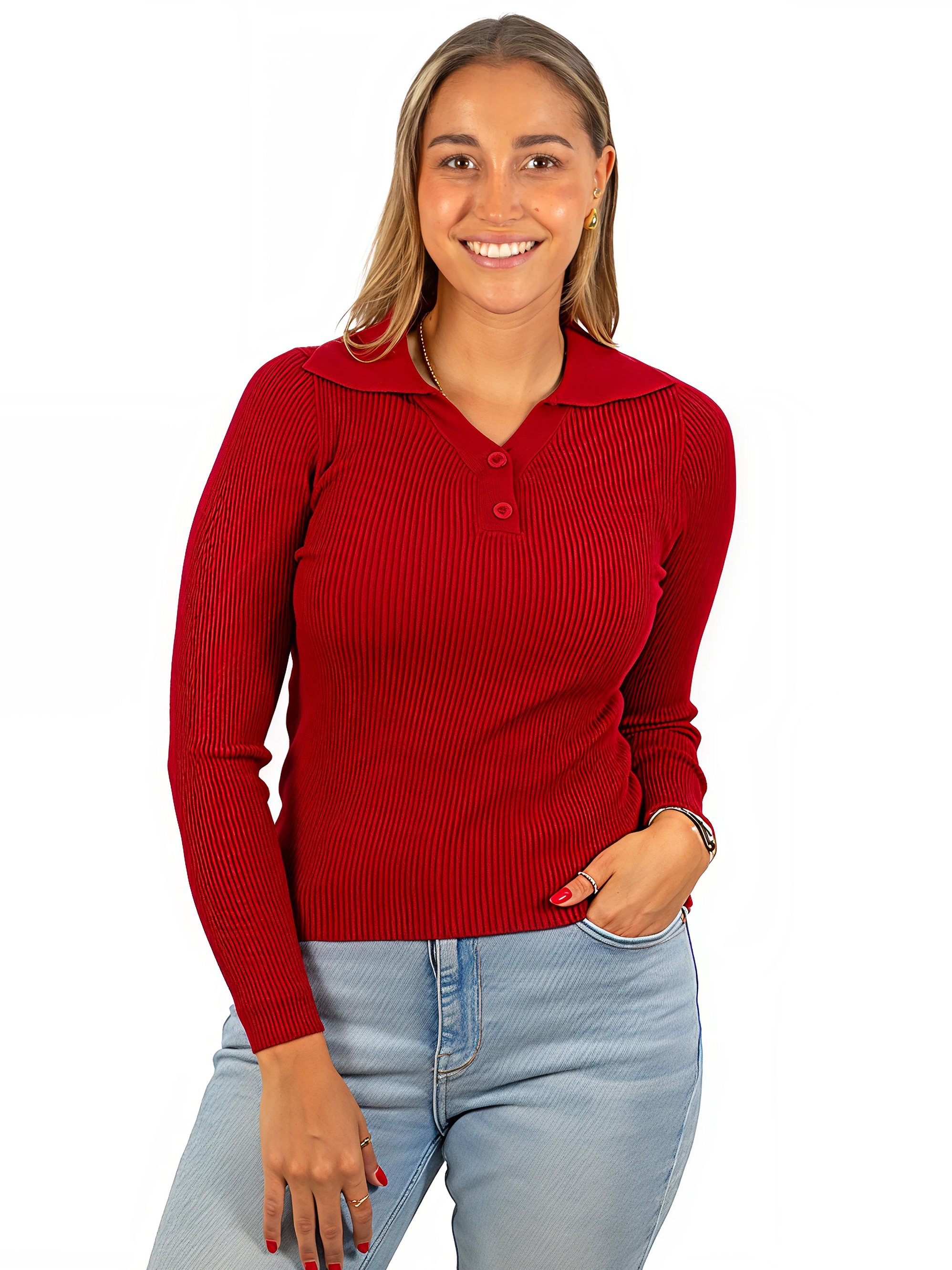 Sweater camiseta básica mujer cuello pique colores 11