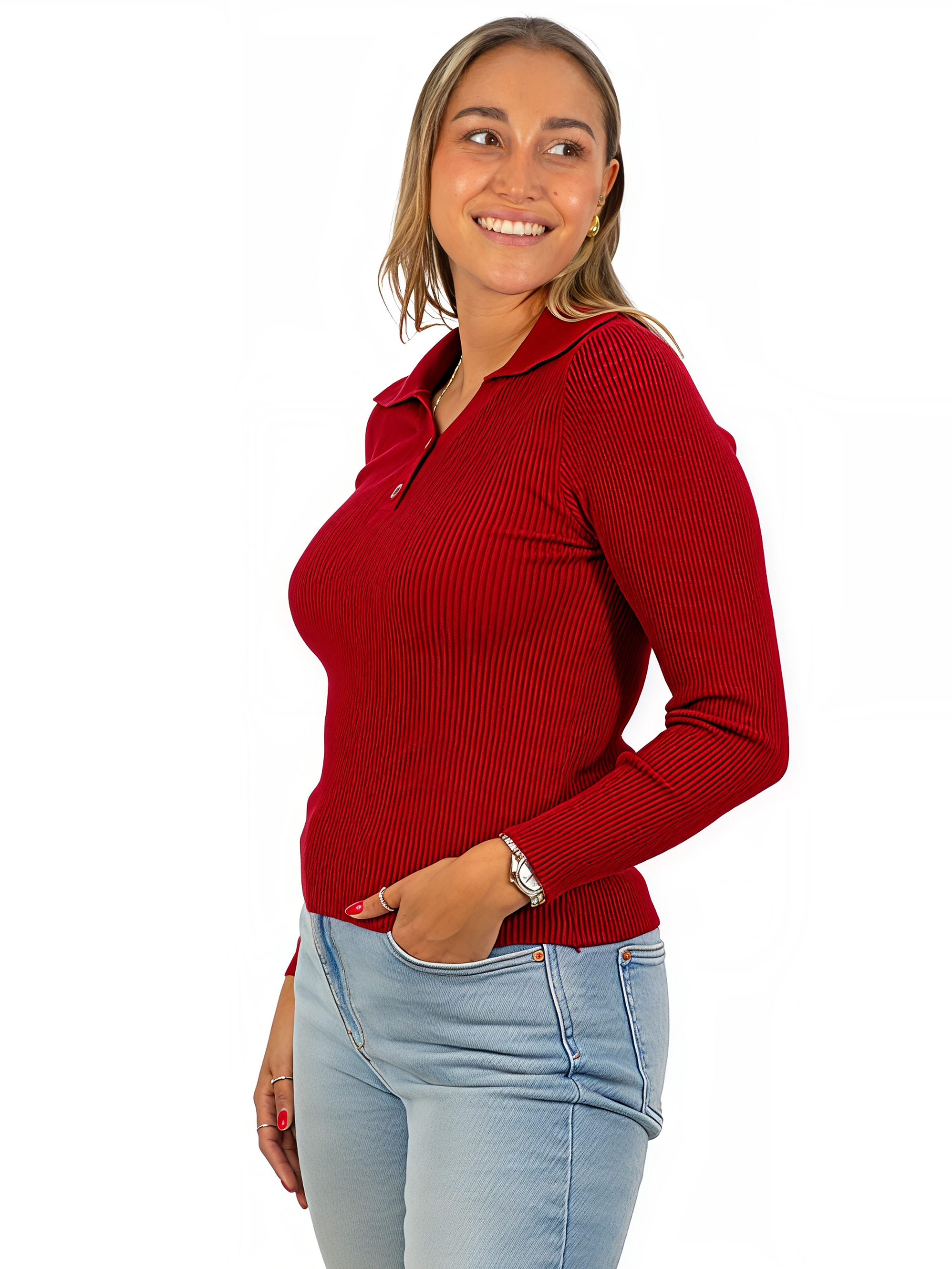 Sweater camiseta básica mujer cuello pique colores 12