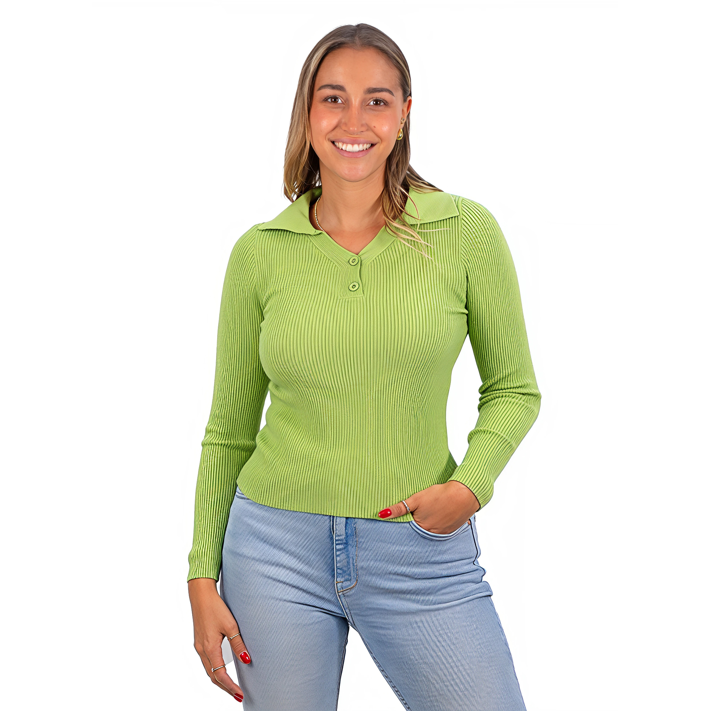 Sweater camiseta básica mujer cuello pique colores 21