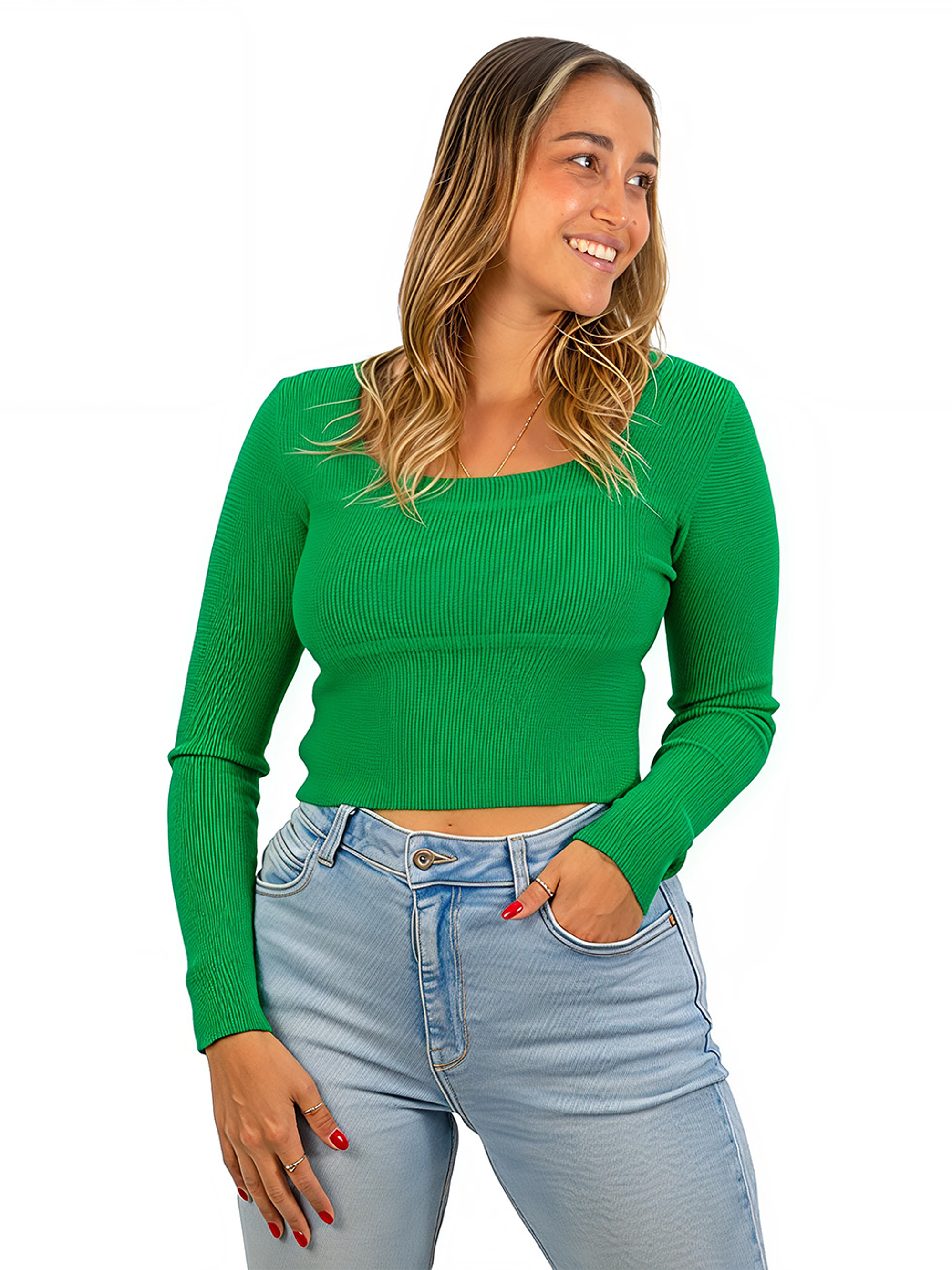 Top invierno Crop ribbed colores spandex 1