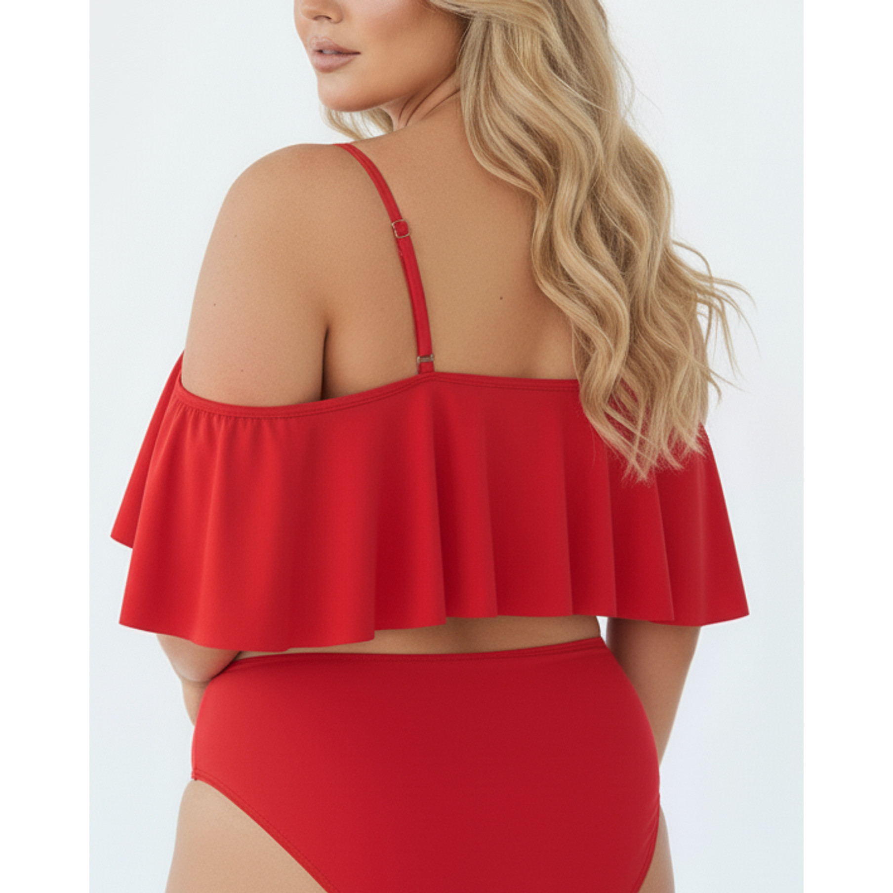 Top de traje de baño sin hombros vuelos colores 2