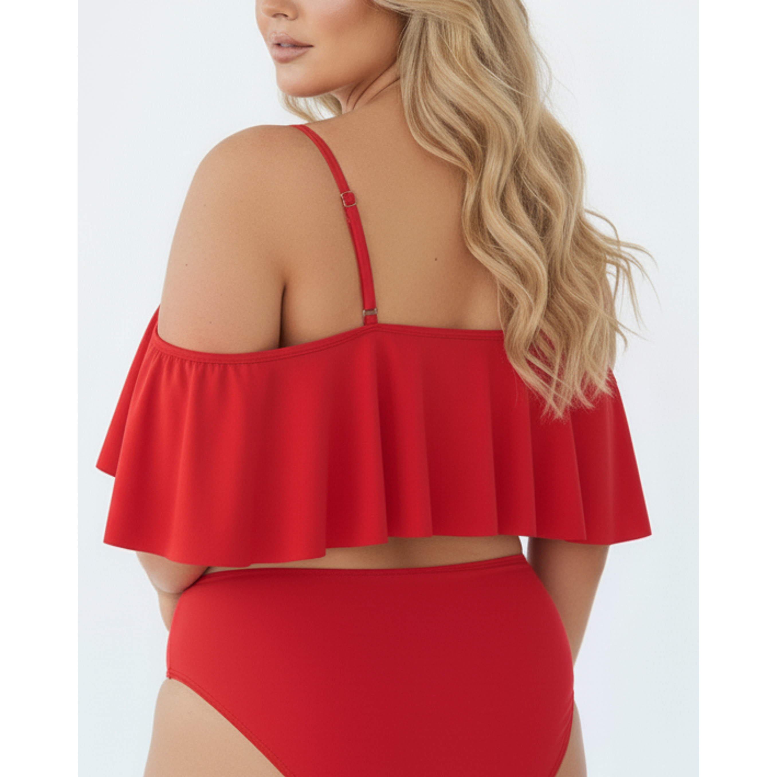 Top de traje de baño sin hombros vuelos colores 2