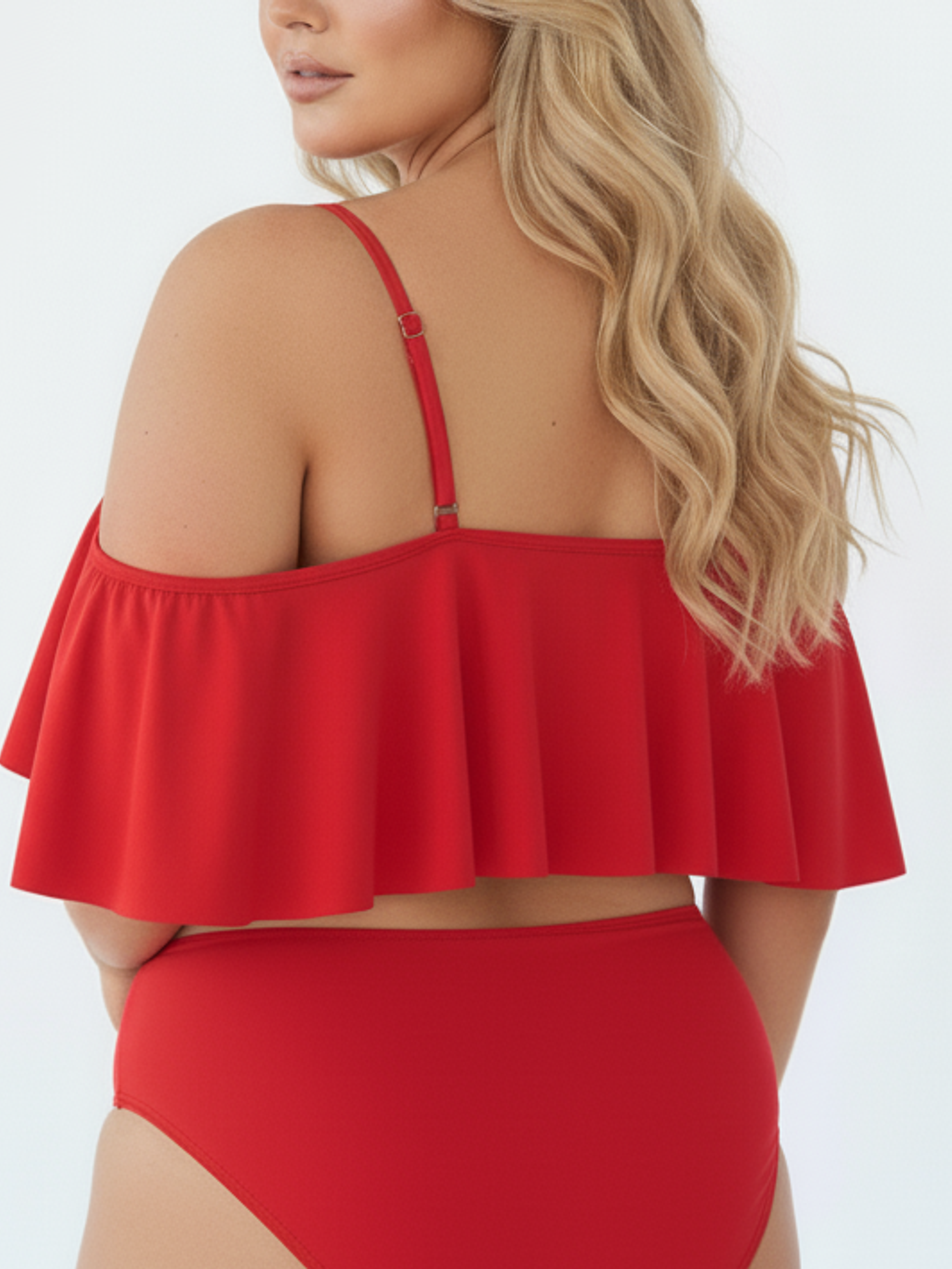 Top de traje de baño sin hombros vuelos colores 2