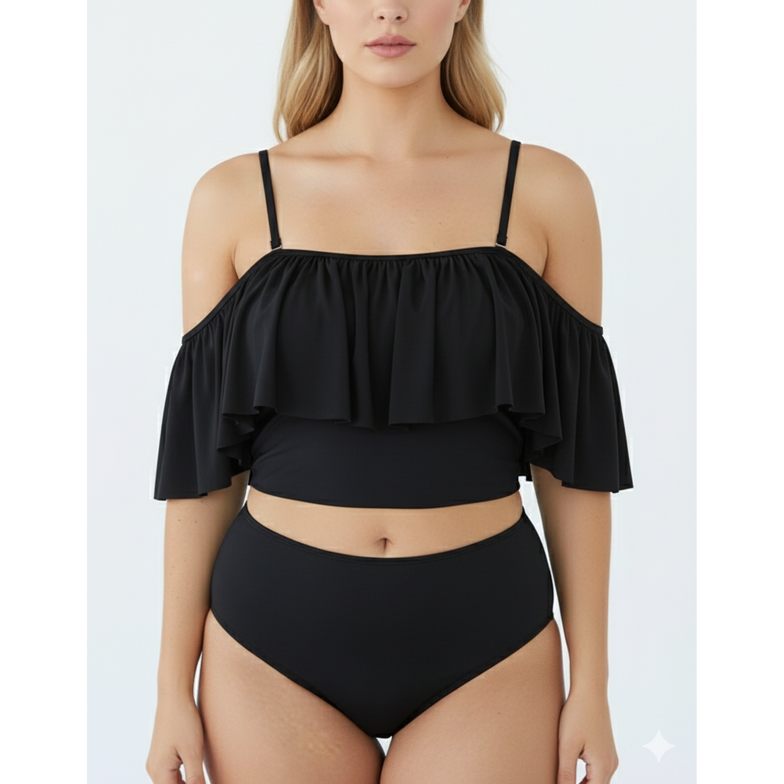 Top de traje de baño sin hombros vuelos colores 4