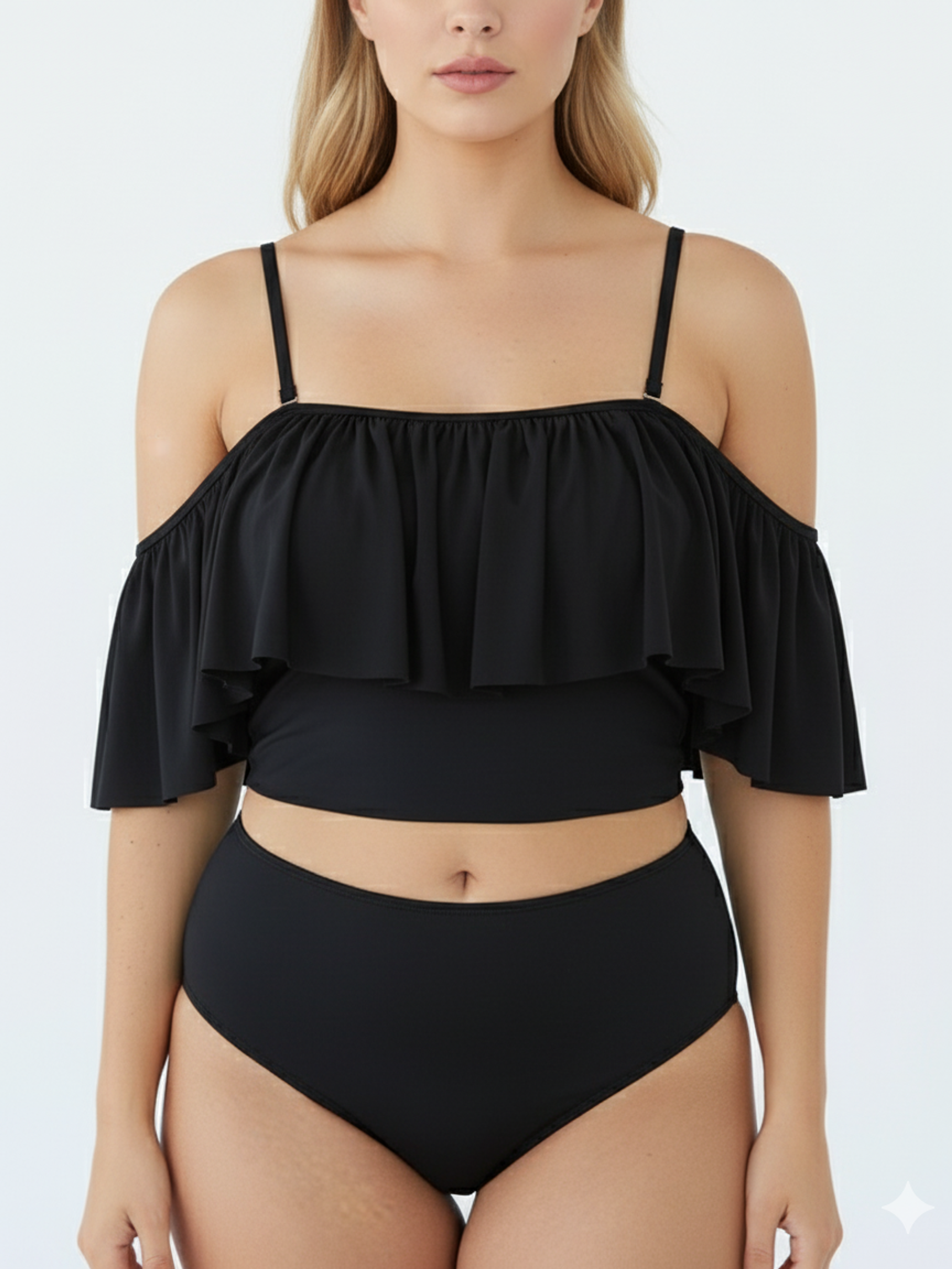 Top de traje de baño sin hombros vuelos colores 4