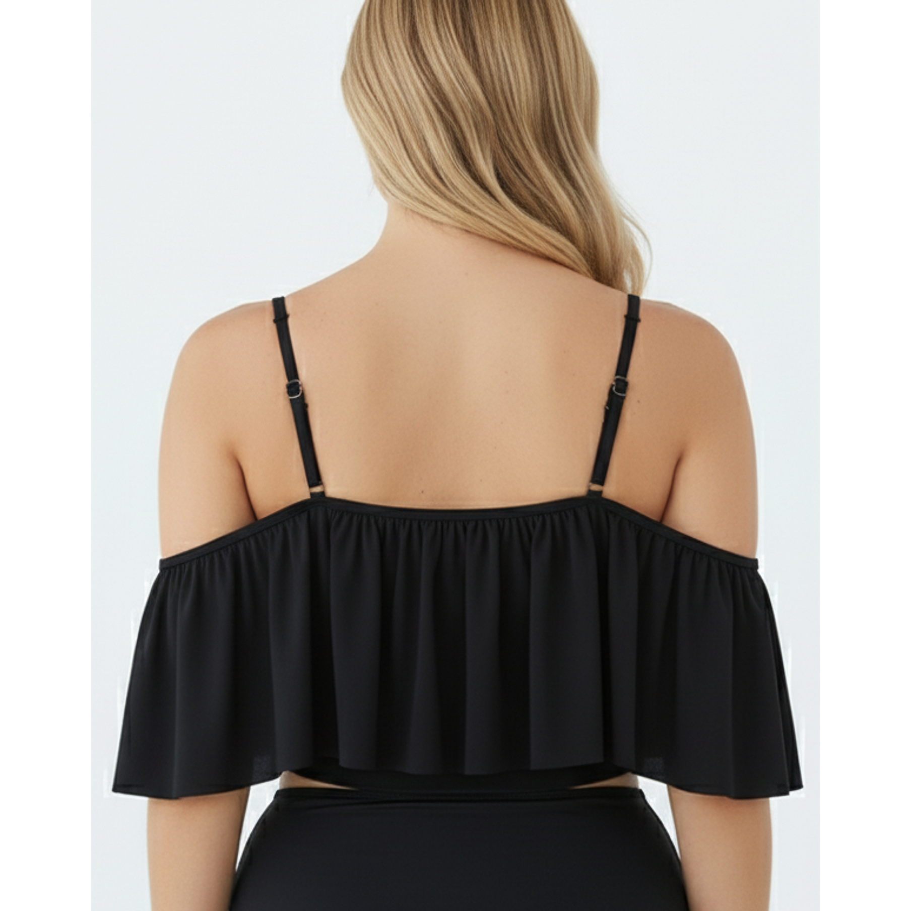 Top de traje de baño sin hombros vuelos colores 5