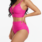 Bikini tiro alto mujer Victoria texturado rosa - Miniatura 3