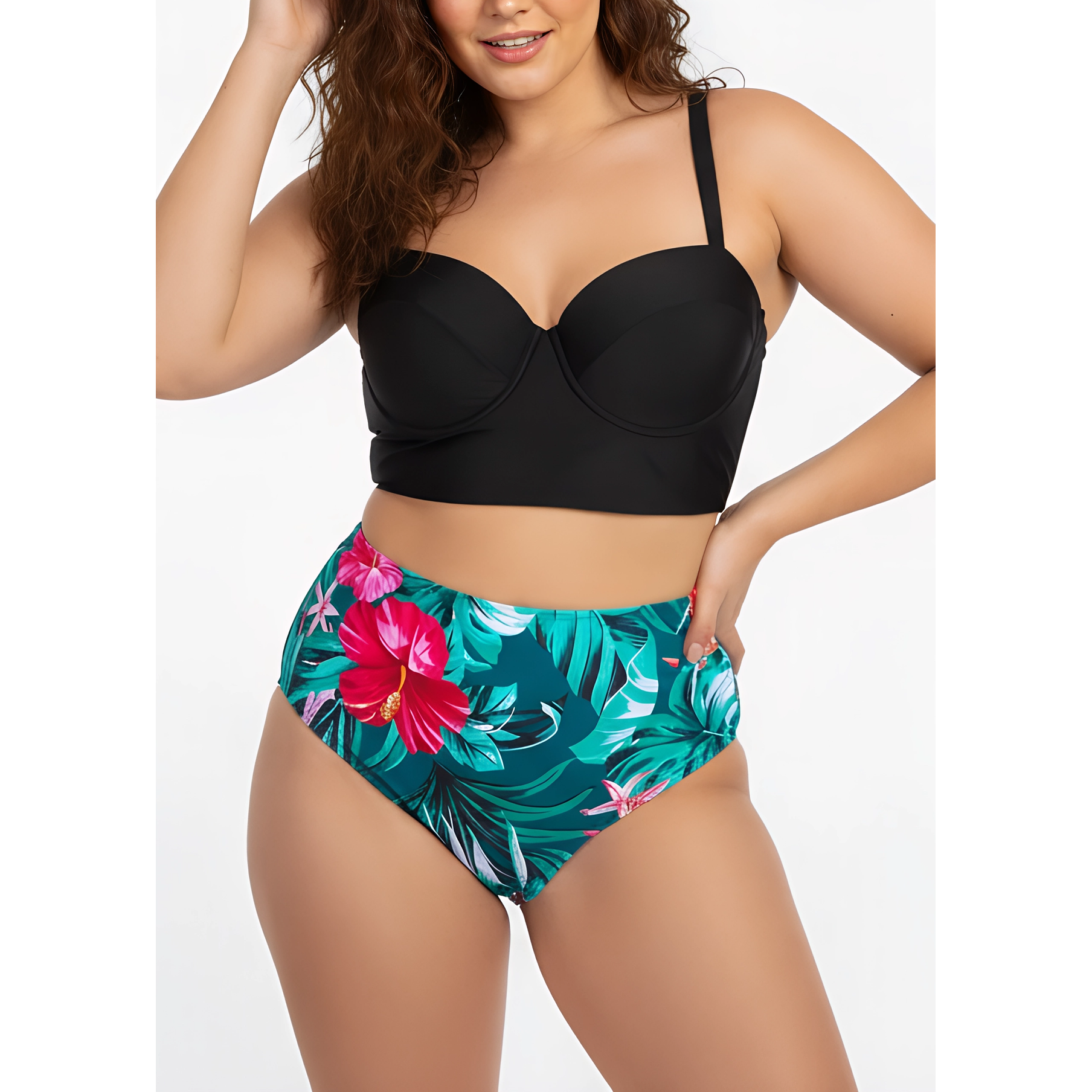 Bikini tiro alto bottom trópico verde copas 1