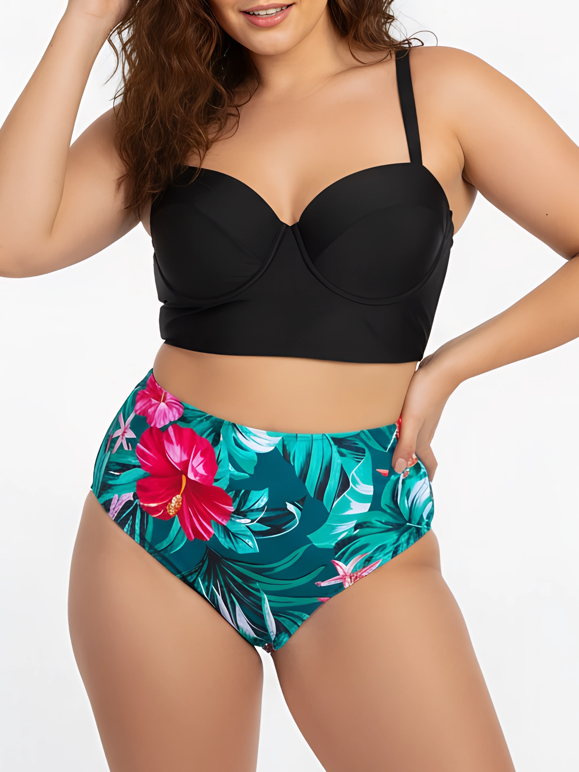 Bikini tiro alto bottom trópico verde copas 1