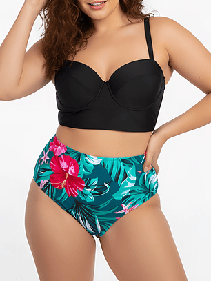 Bikini tiro alto bottom trópico verde copas