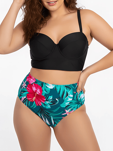 Bikini tiro alto bottom trópico verde copas