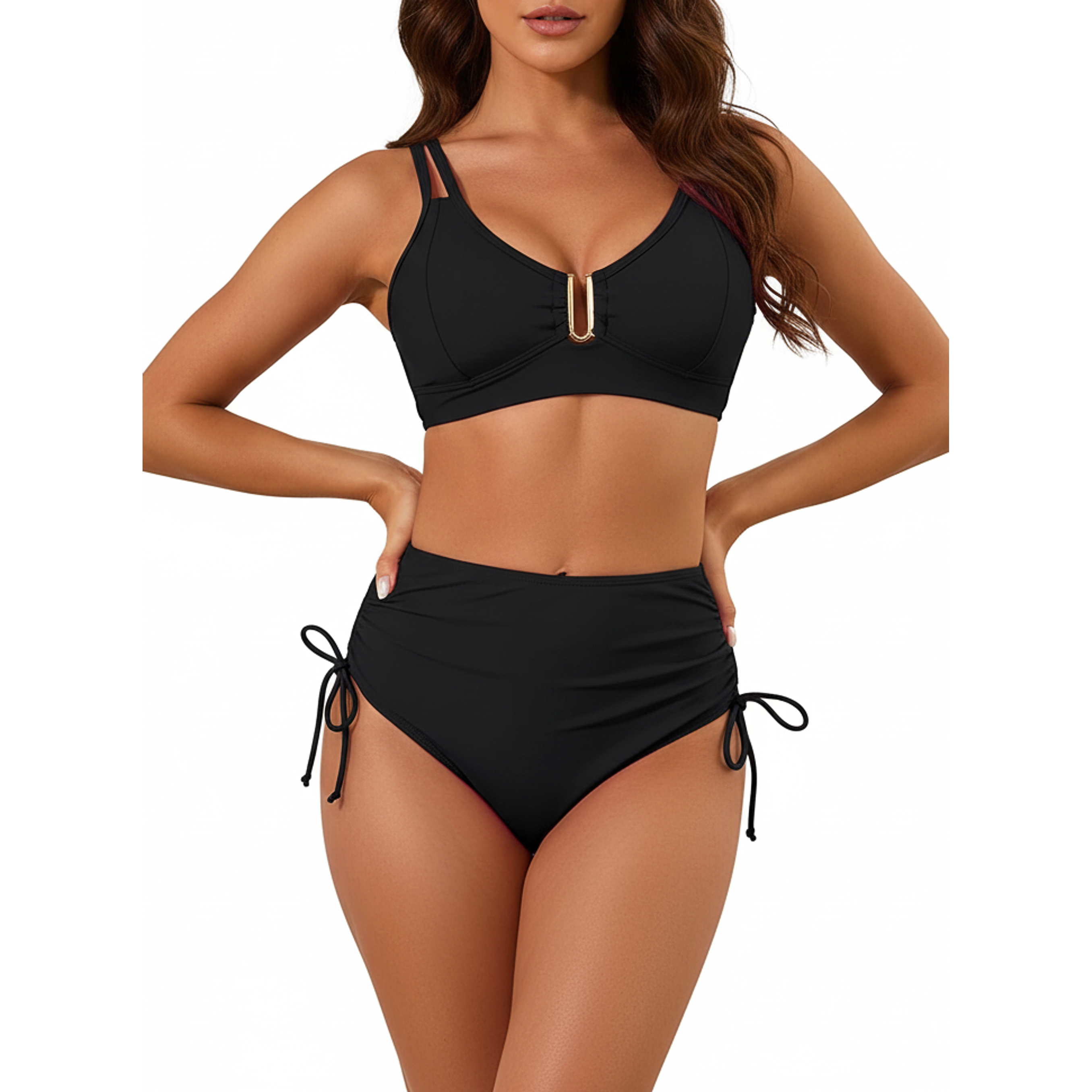 Bikini tiro alto mujer Victoria Straps negro 1