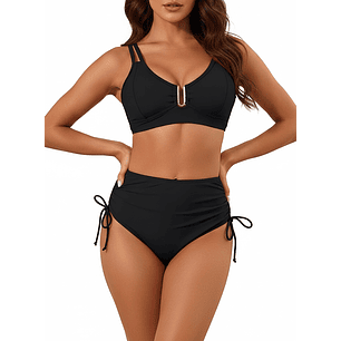 Bikini tiro alto mujer Victoria Straps negro