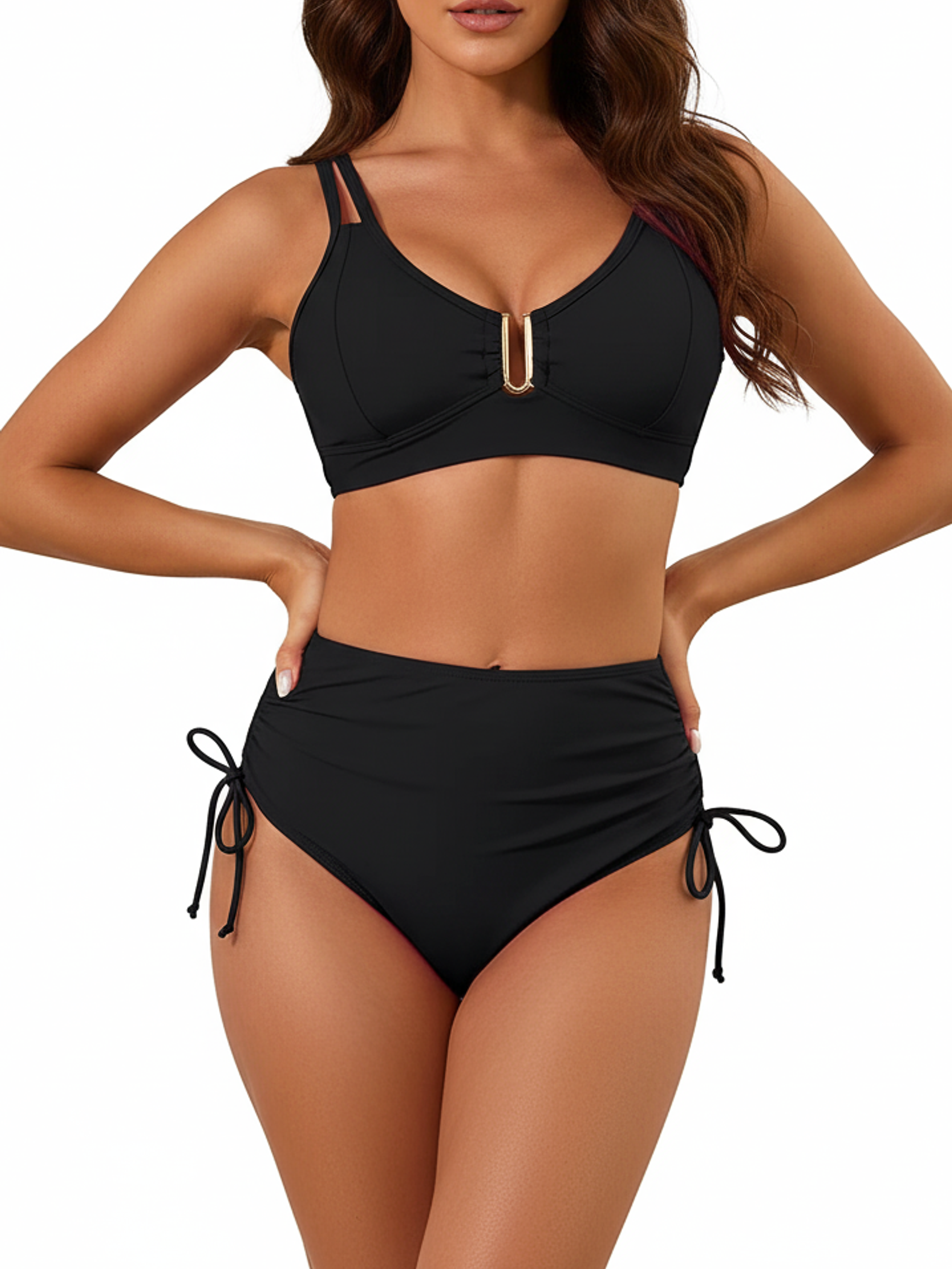 Bikini tiro alto mujer Victoria Straps negro 1