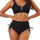 Bikini tiro alto mujer Victoria Straps negro - Miniatura 1
