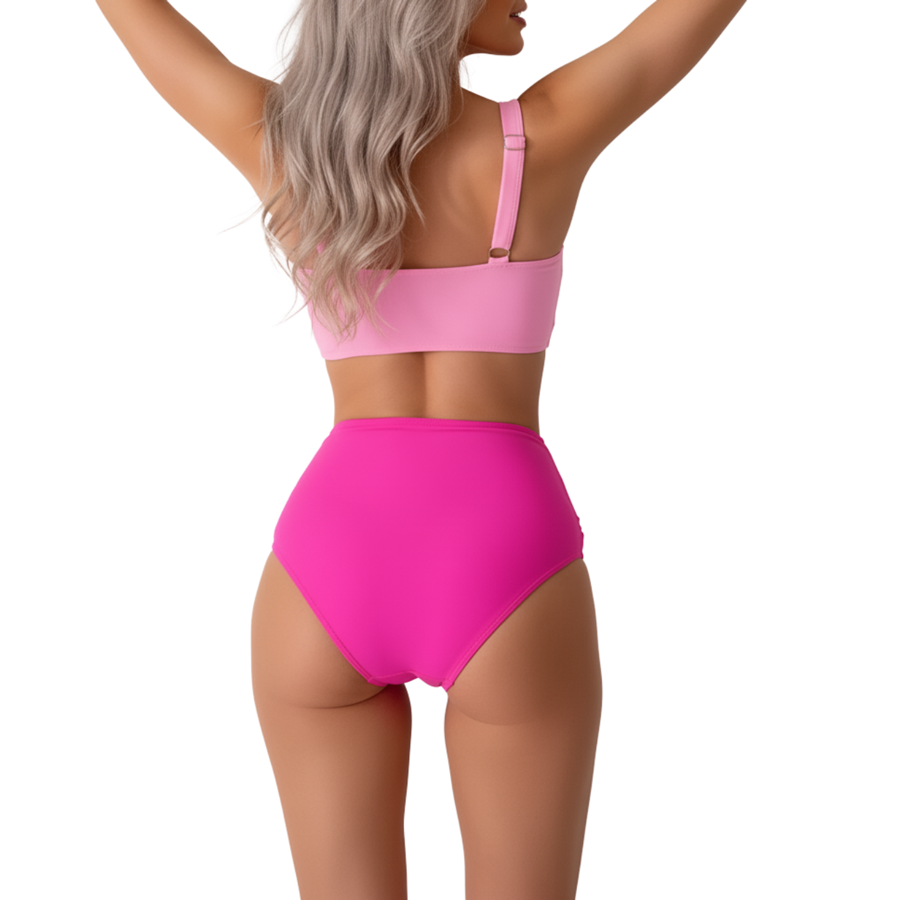 Bikini tiro alto Mila bicolor Rosa fucsia 3