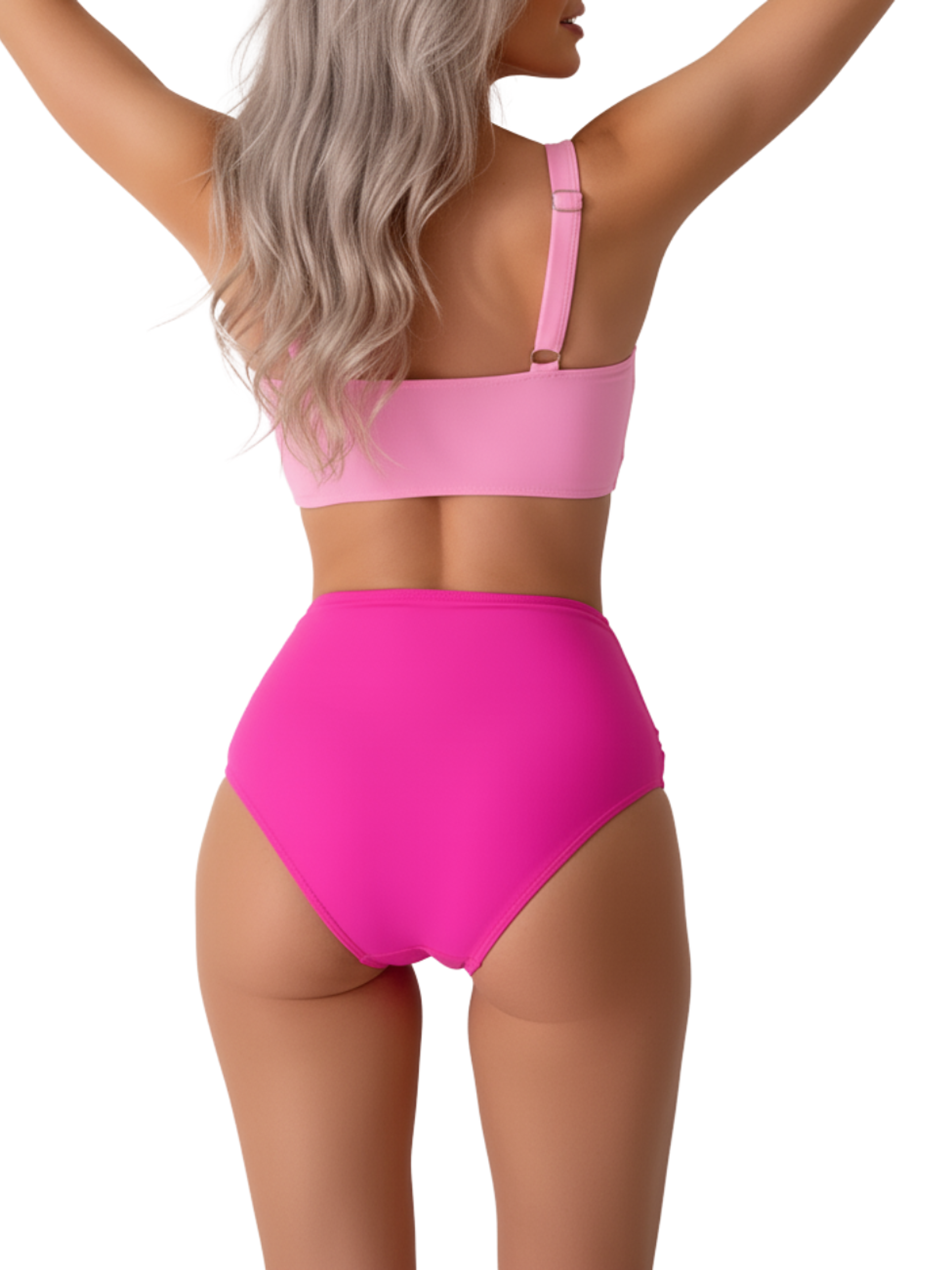 Bikini tiro alto Mila bicolor Rosa fucsia 3