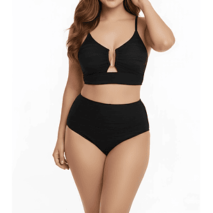 Bikini tiro alto mujer Victoria texturado negro