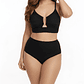 Bikini tiro alto mujer Victoria texturado negro - Miniatura 1