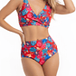 Bikini tiro alto mujer Malia Rojo + Kimono - Miniatura 2
