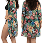 Kimono playa estampado Tropical Negro - Miniatura 3