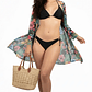 Kimono playa estampado Tropical Negro - Miniatura 2