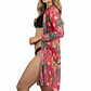 Kimono playa estampado Tropical Rosa - Miniatura 1