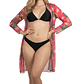 Kimono playa estampado Tropical Rosa - Miniatura 3