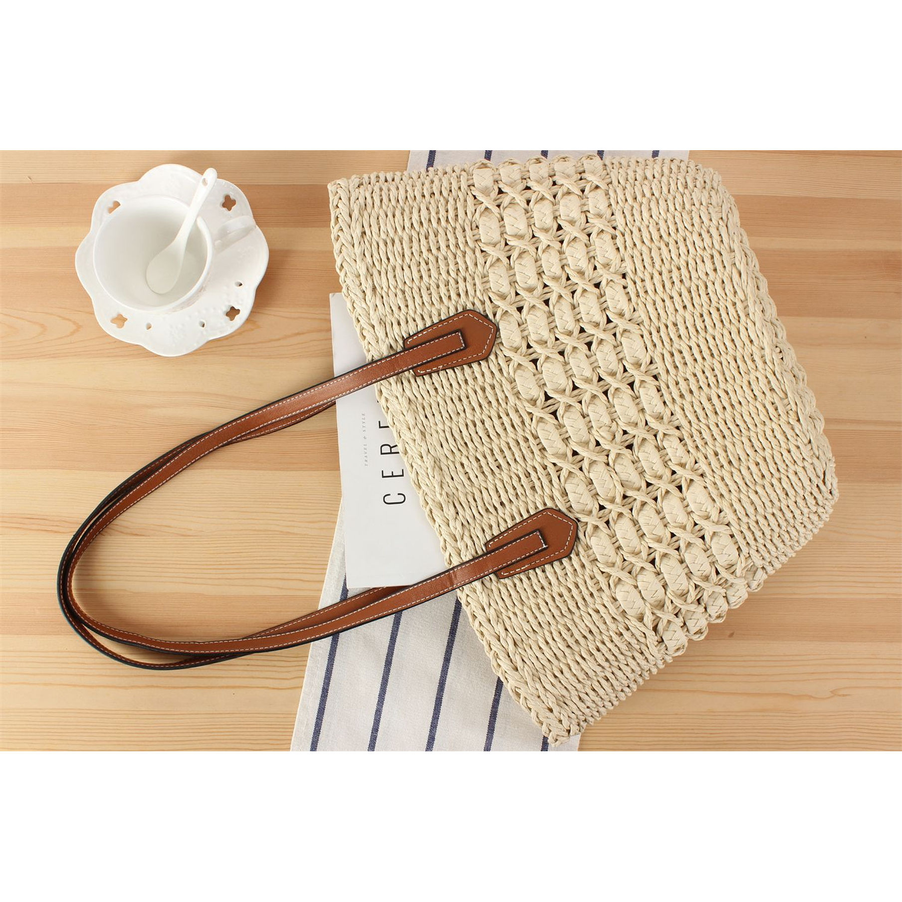 Bolso playa trópico Beige claro 4