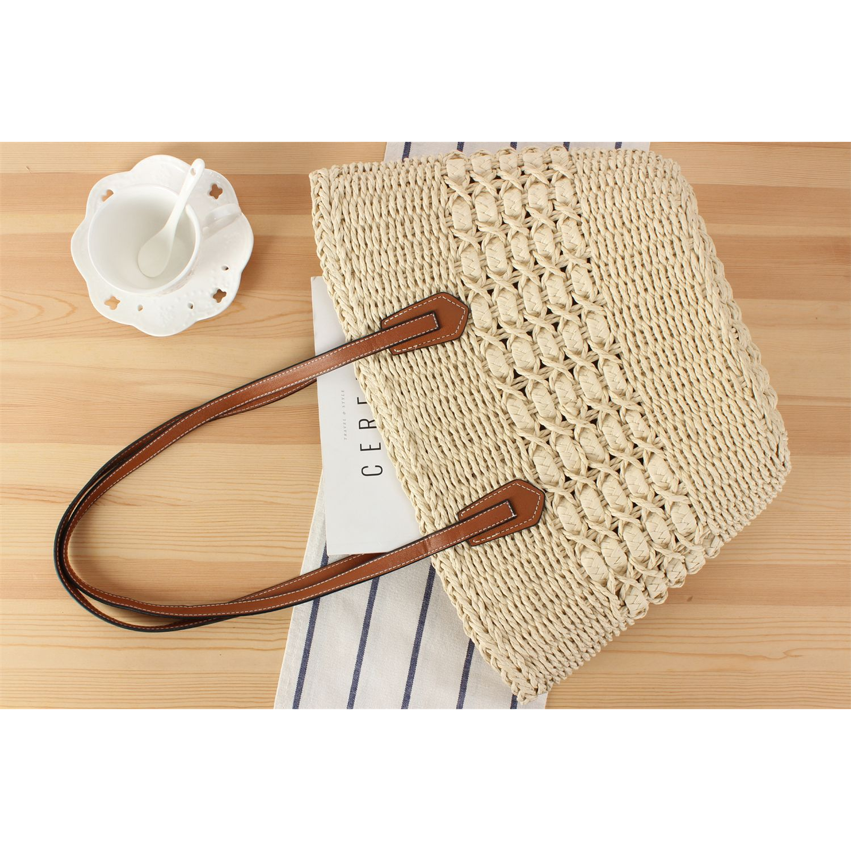 Bolso playa trópico Beige claro 4