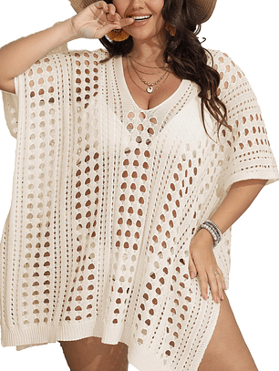 Capa playa tejida anse Plus size Crudo