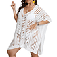 Capa playa tejida anse Plus size Blanco - Miniatura 1