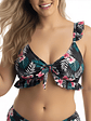 Top Bikini Mujer Tropical Ruffle Negro - Miniatura 1
