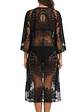 Kimono Largo Negro Encaje Calado - Miniatura 3