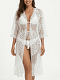 Kimono Largo Blanco Encaje Calado - Miniatura 1