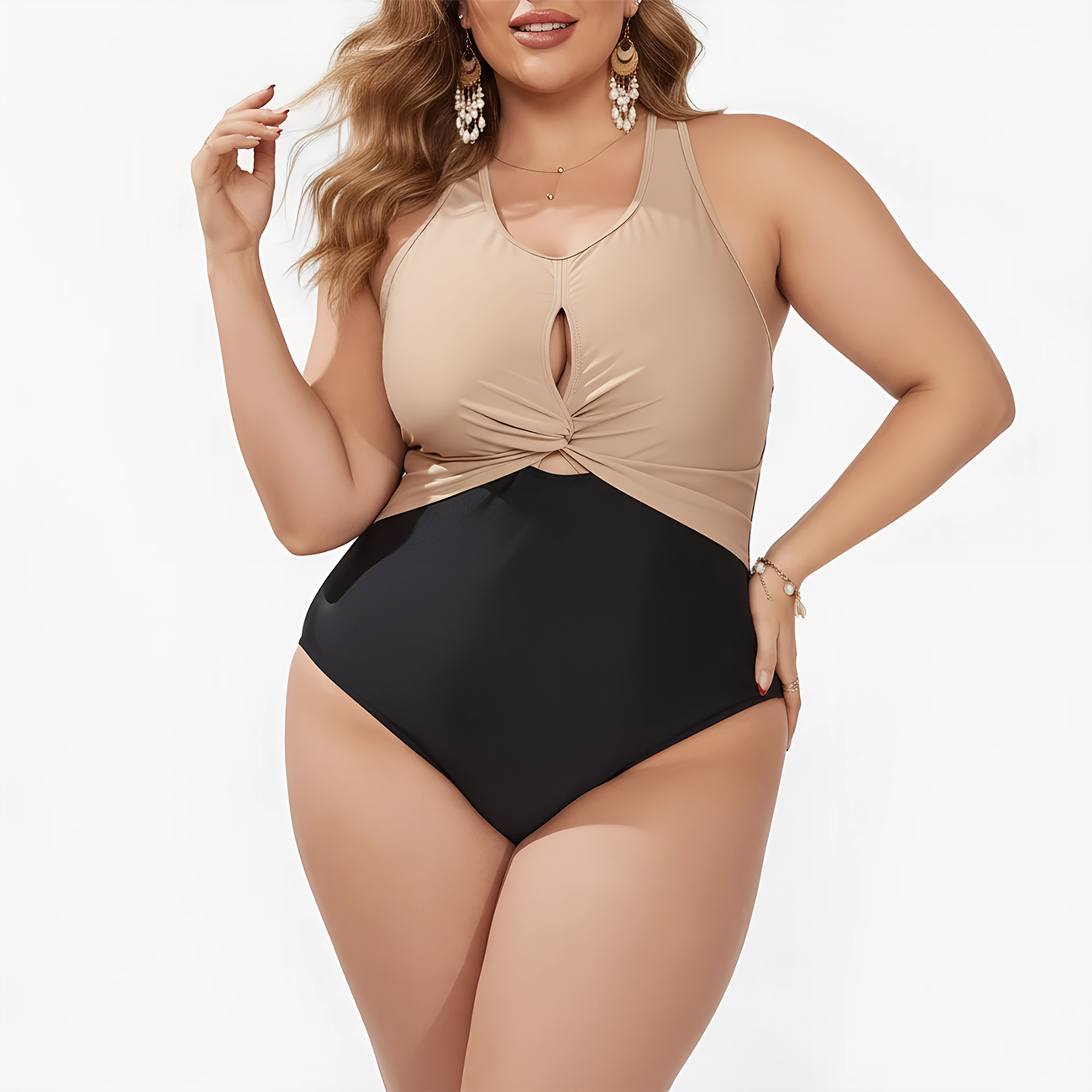 Traje de Baño Bicolor Nudo Frontal 1