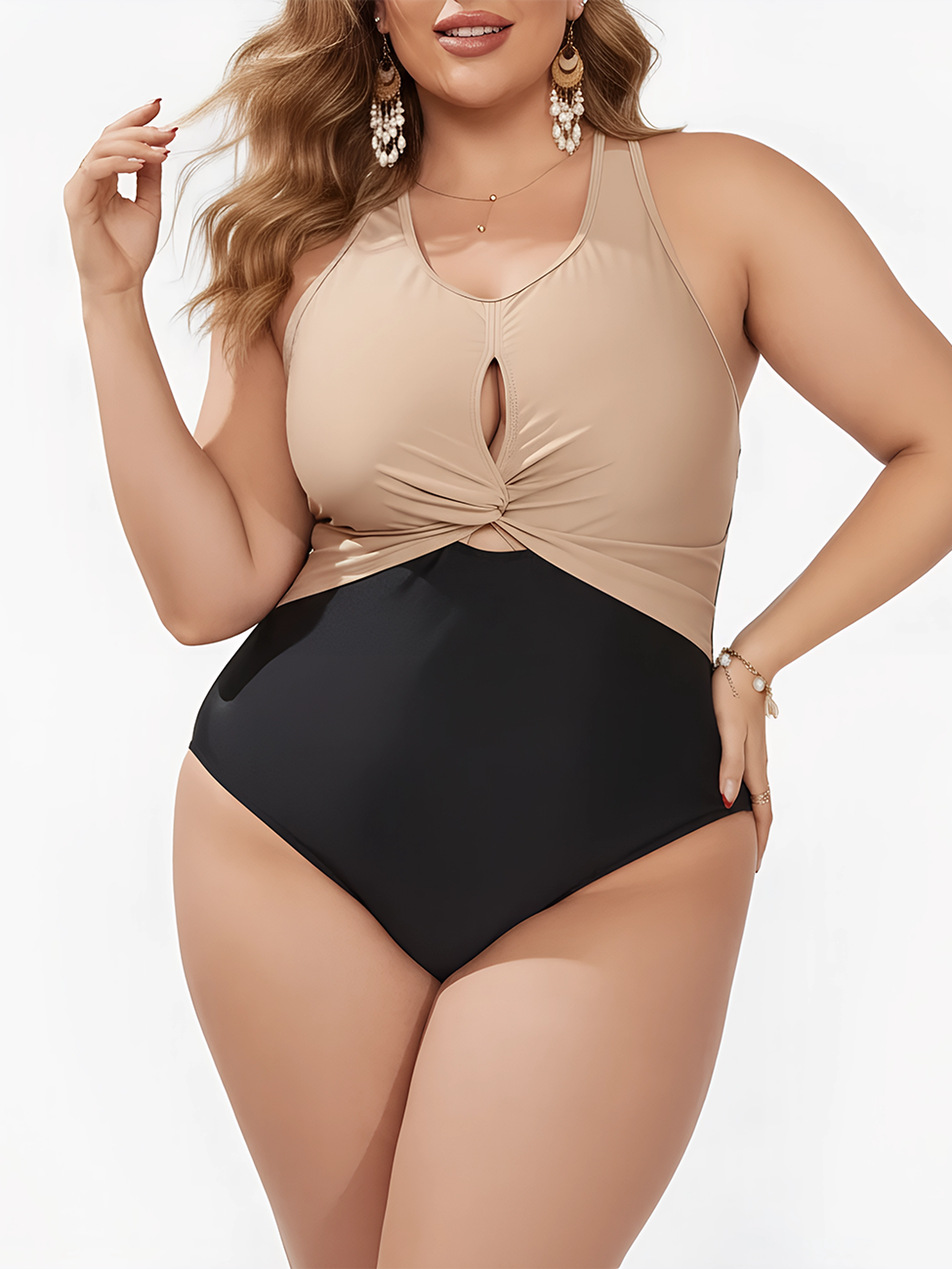 Traje de Baño Bicolor Nudo Frontal 1