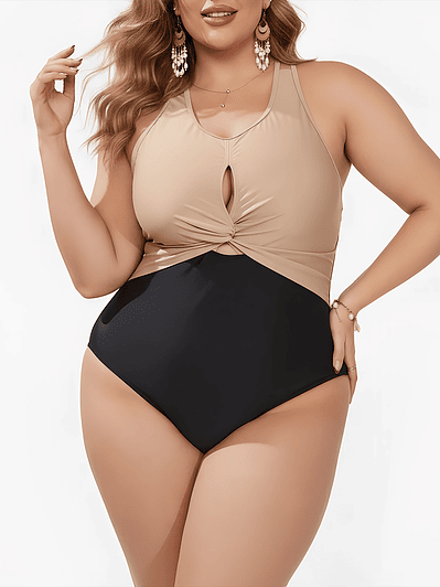 Traje de Baño Bicolor Nudo Frontal