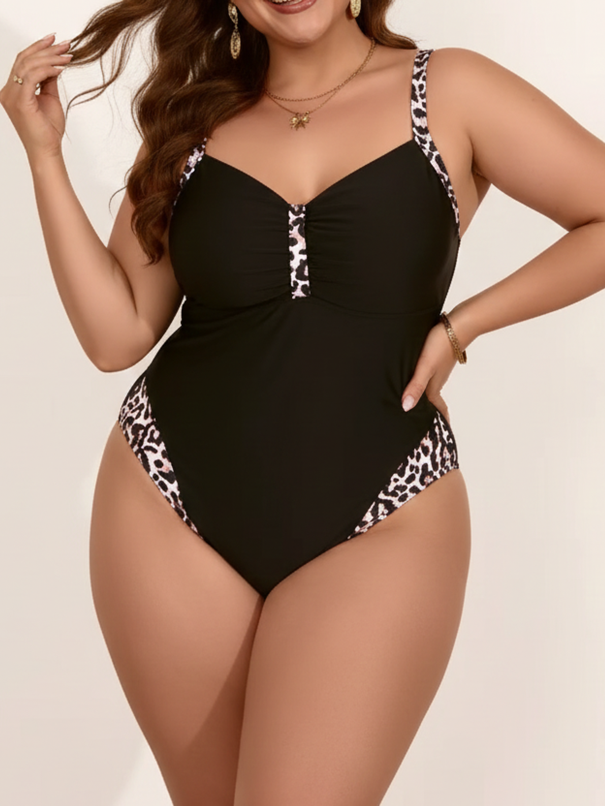 Traje de Baño Negro Animal Print Lateral 1