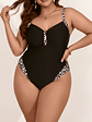 Traje de Baño Negro Animal Print Lateral - Miniatura 1