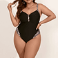 Traje de Baño Negro Animal Print Lateral - Miniatura 1