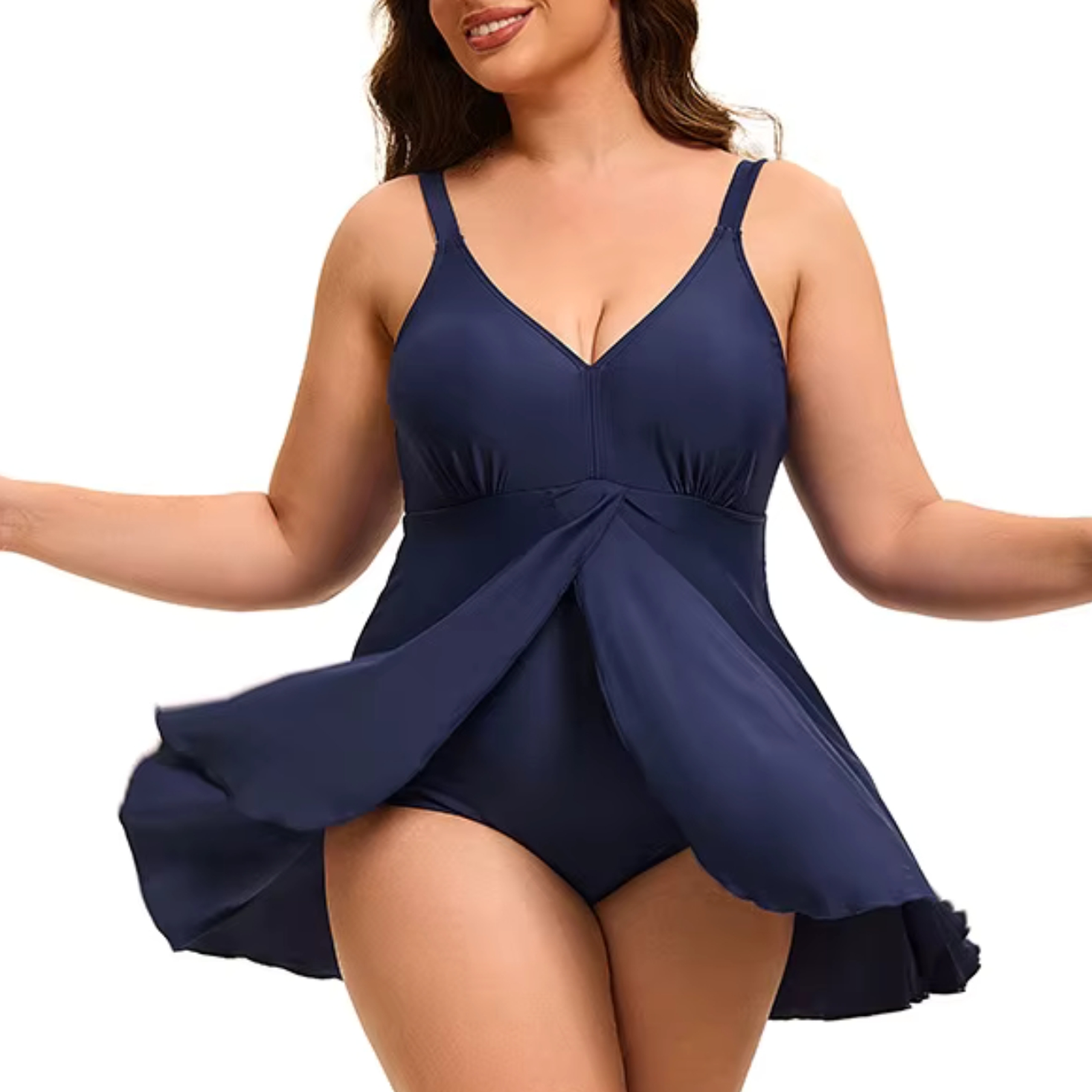 Traje de Baño Vestido Azul con Vuelo 3